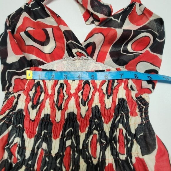 HALTER Tie Cotton Summer Midi Maxi Dress Size S/M - Picture 13 of 14